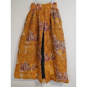 Vintage A Royal Robe Quilted Maxi Skirt Jungle Animal Print Leopard Zebra Gold